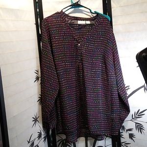 (4/$20🔥)Liz Claiborne Women's 2X Black Sheer Top